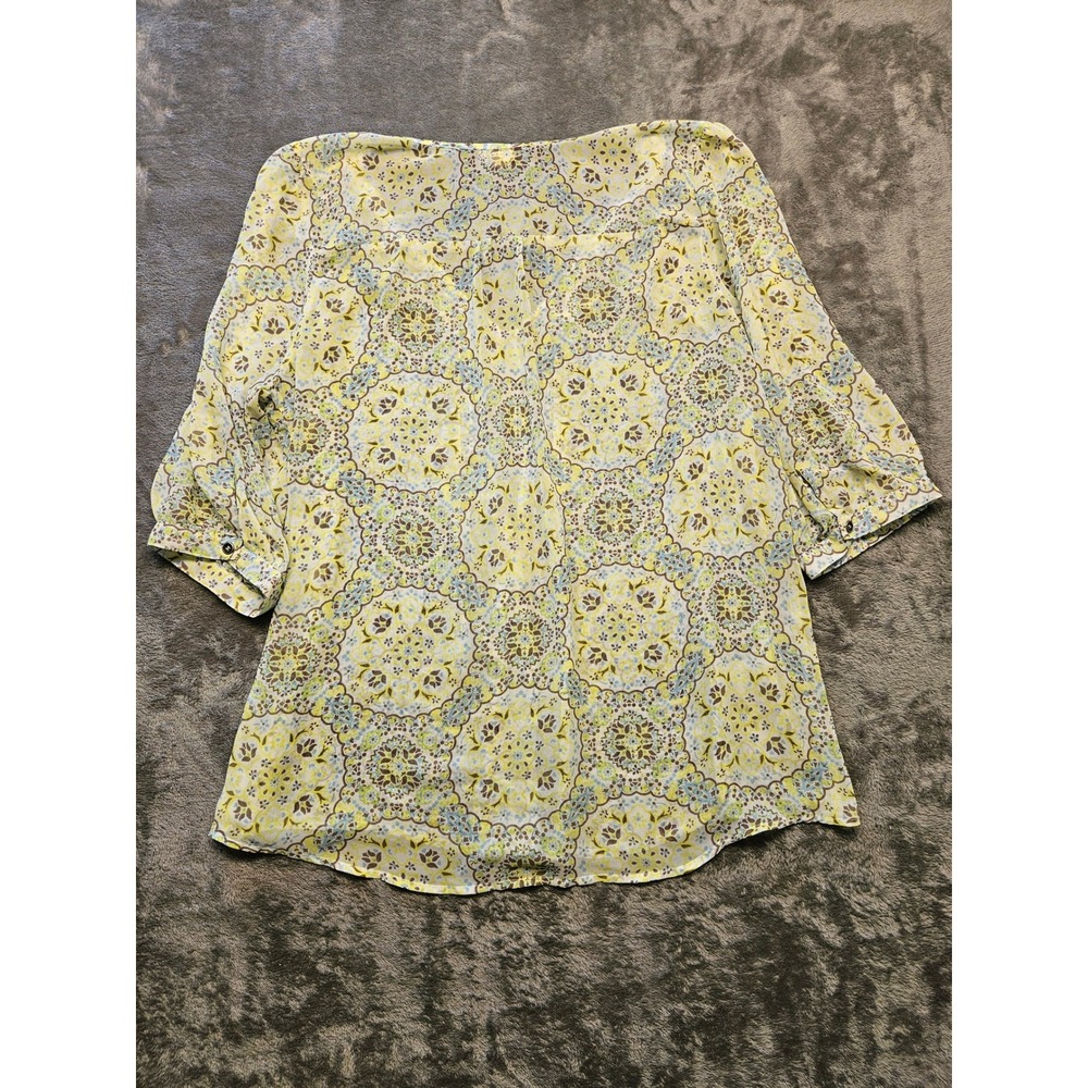 Eyeshadow Womens 2X Yellow Medallion Paisley Boho Studded Blouse B1673MZKS - Picture 5 of 6